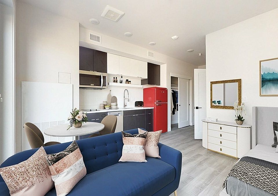 Efficient Studio Apartment Layout with Modern Features