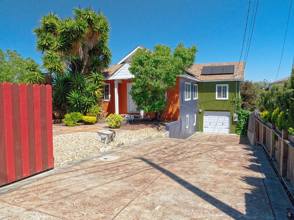 Long sloped driveway.