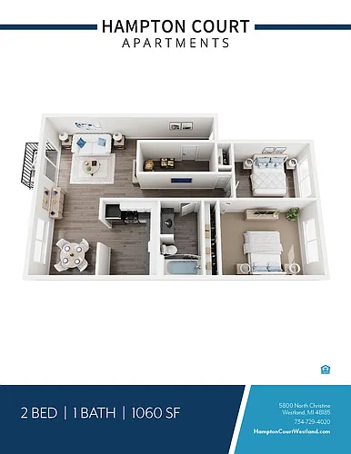 Floor plan 2 Beds 1 Bath