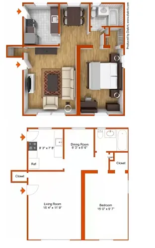 Floor plan 1 Bedroom