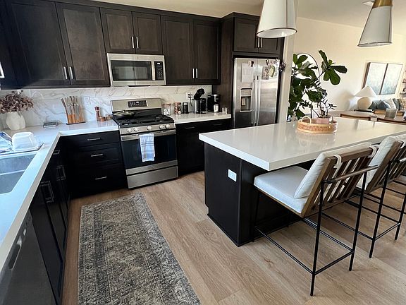 Kitchen and island