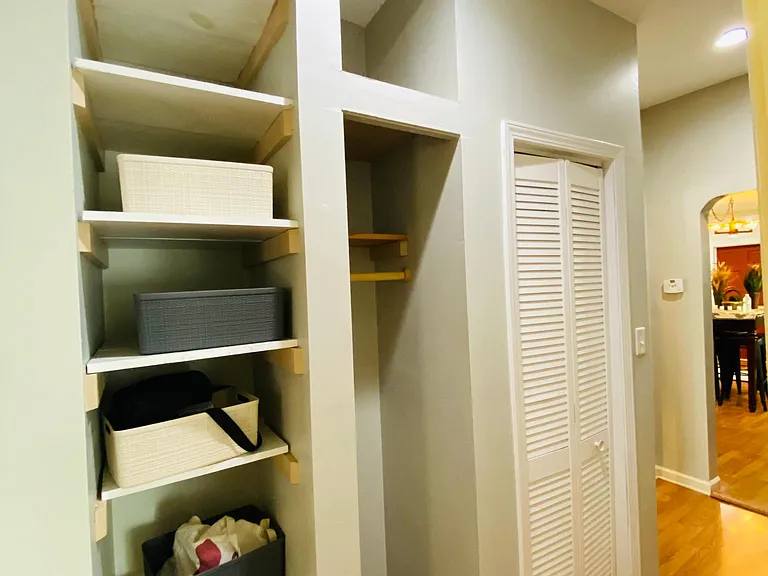 The hall closet and cubbies.