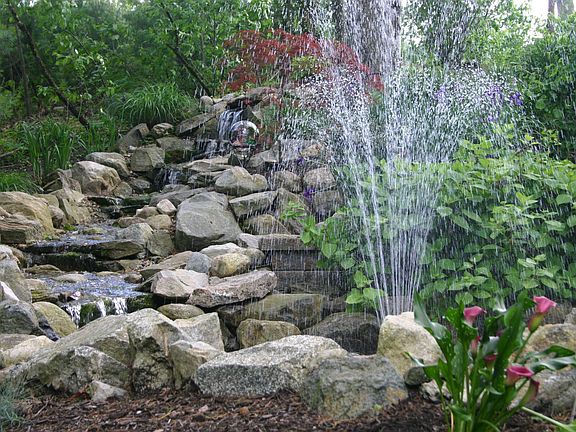 Waterfall and fountain