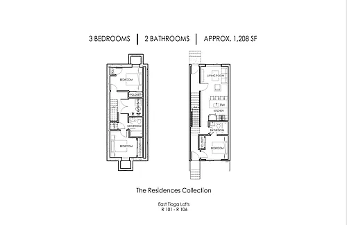 Floor plan Three Bedroom Two Bath Residences