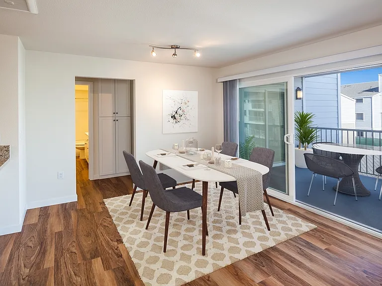 Spacious dining room with ample natural lighting