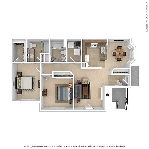 Floor plan 2 Bed 2 Bath Garden