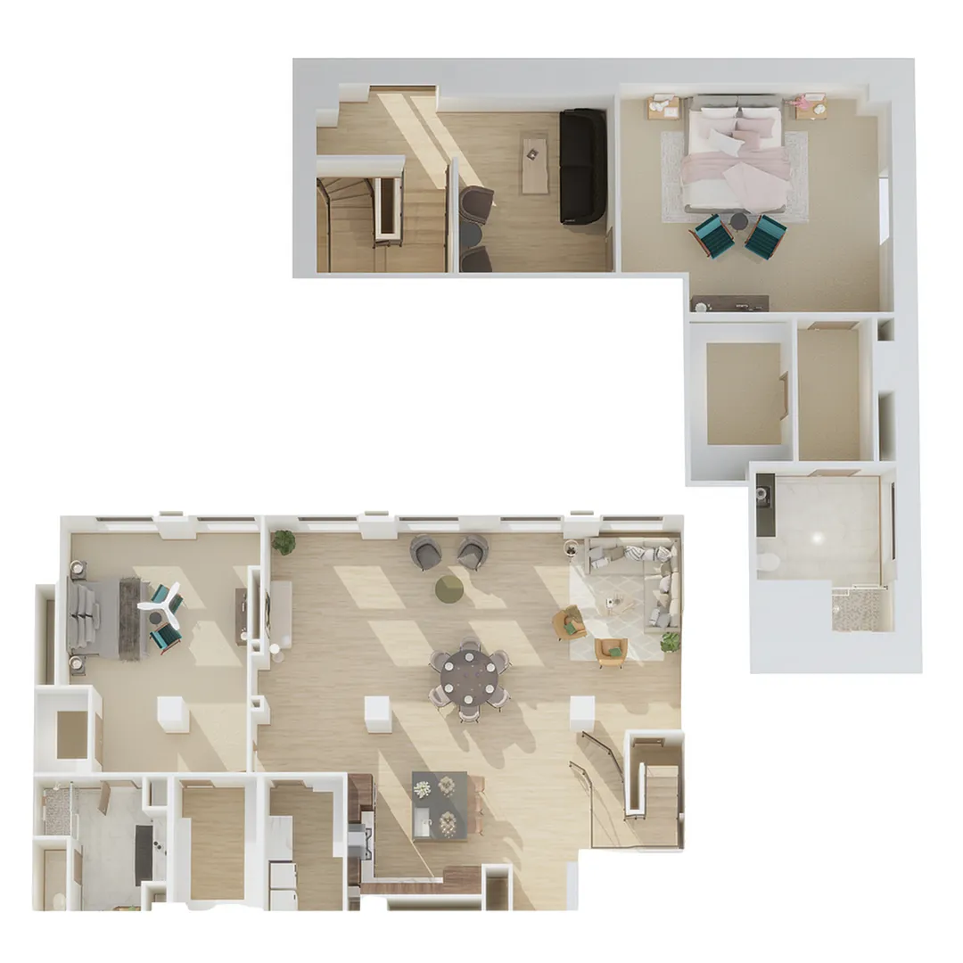 Floor plan Penthouse 2 Bedroom/2.5 Bathroom - 2 Story - C