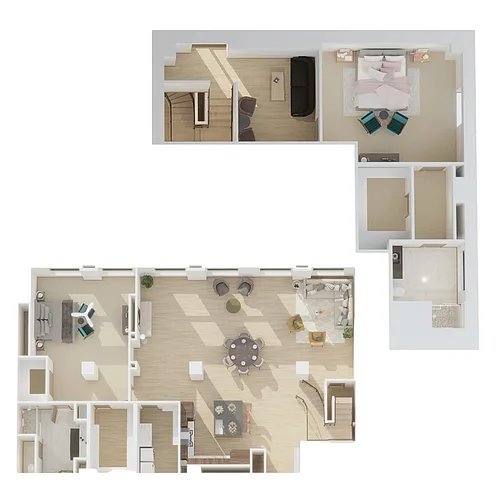 Floor plan Penthouse 2 Bedroom/2.5 Bathroom - 2 Story - C