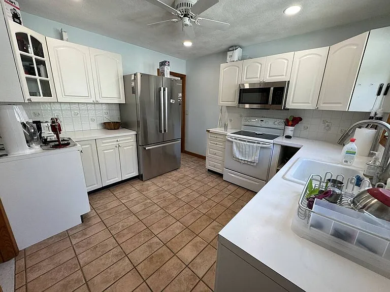View from the backdoor towards the living room doorway. So much counter space!