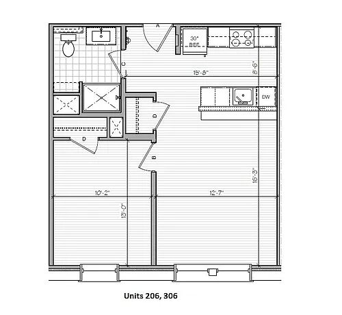 Floor plan One Bed - One Bath