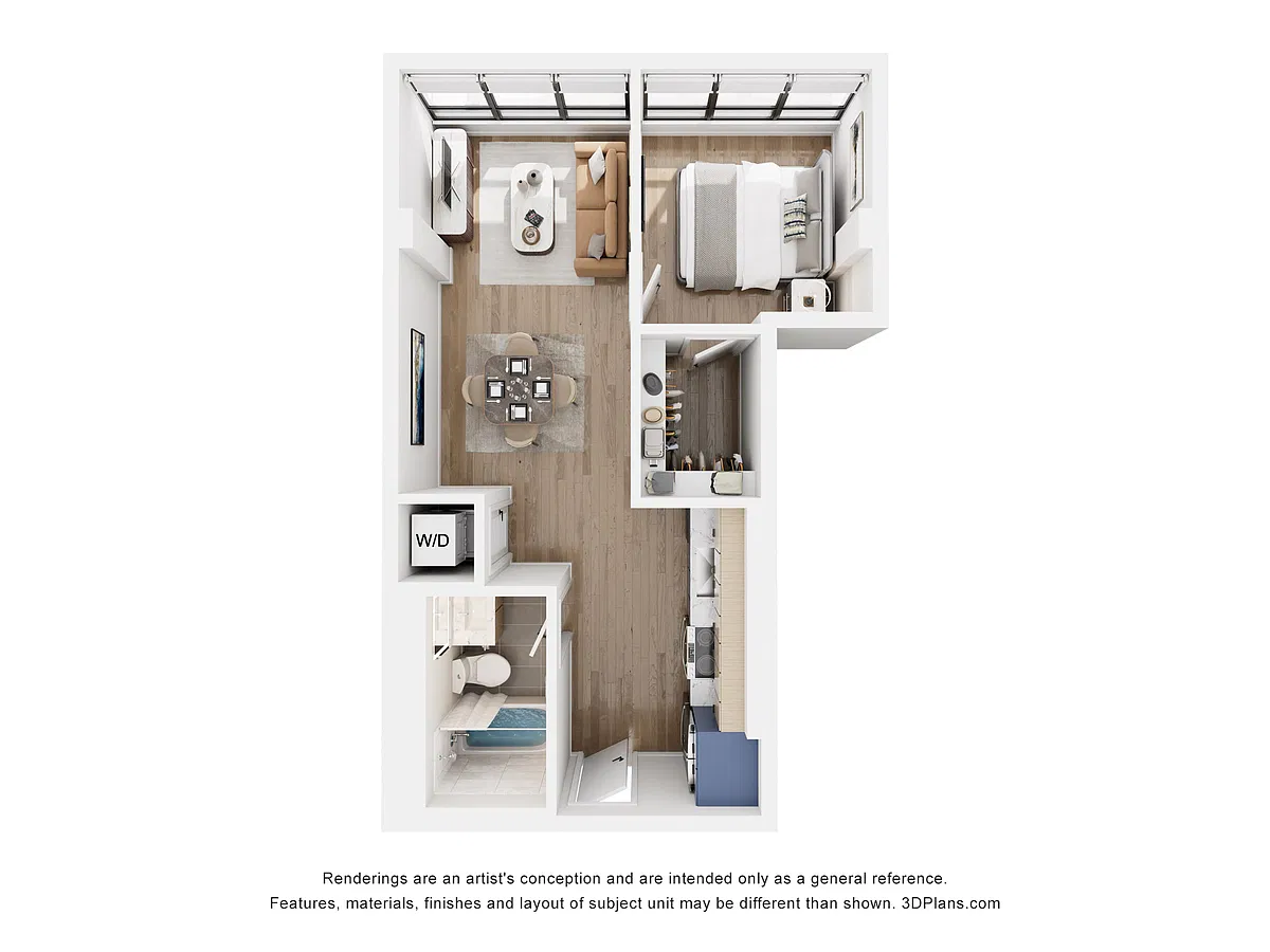 Floor plan B - 1 Bedroom