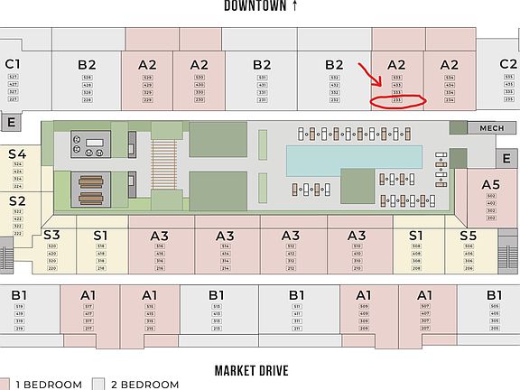 Location of Unit (courtyard level pool access)
