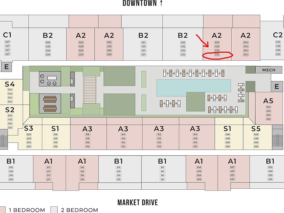 Location of Unit (courtyard level pool access)