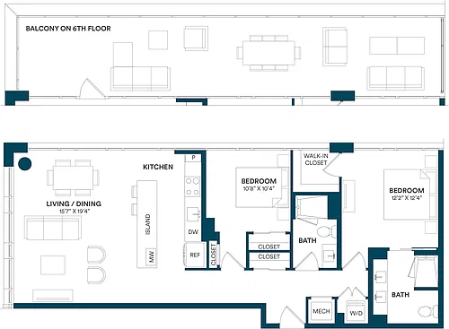Floor plan 2 Bed/2 Bath-B1 06 05