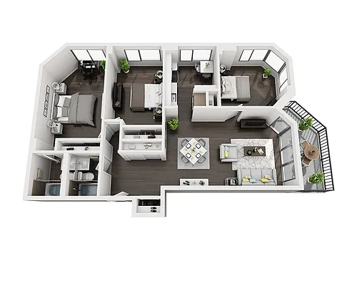 Floor plan Three Bedroom C2A