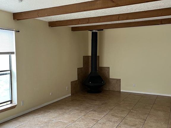 Living room with wood stove
