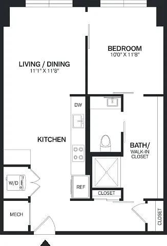Floor plan 1 Bed/1 Bath-A4