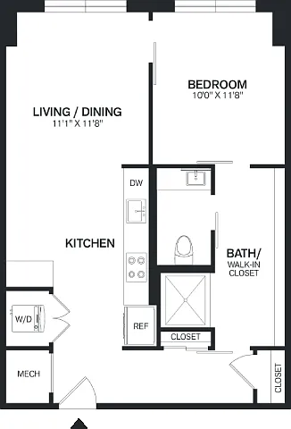 Floor plan 1 Bed/1 Bath-A4