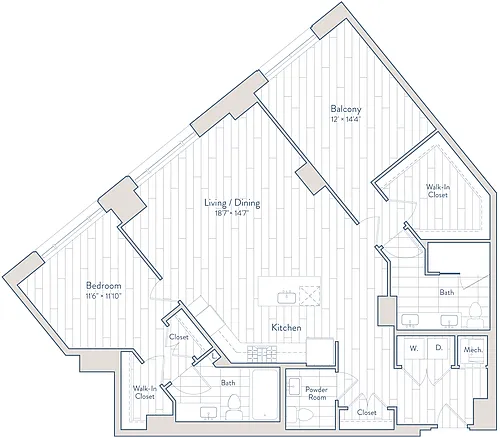Floor plan 2 Bed/2.5 Bath-E11