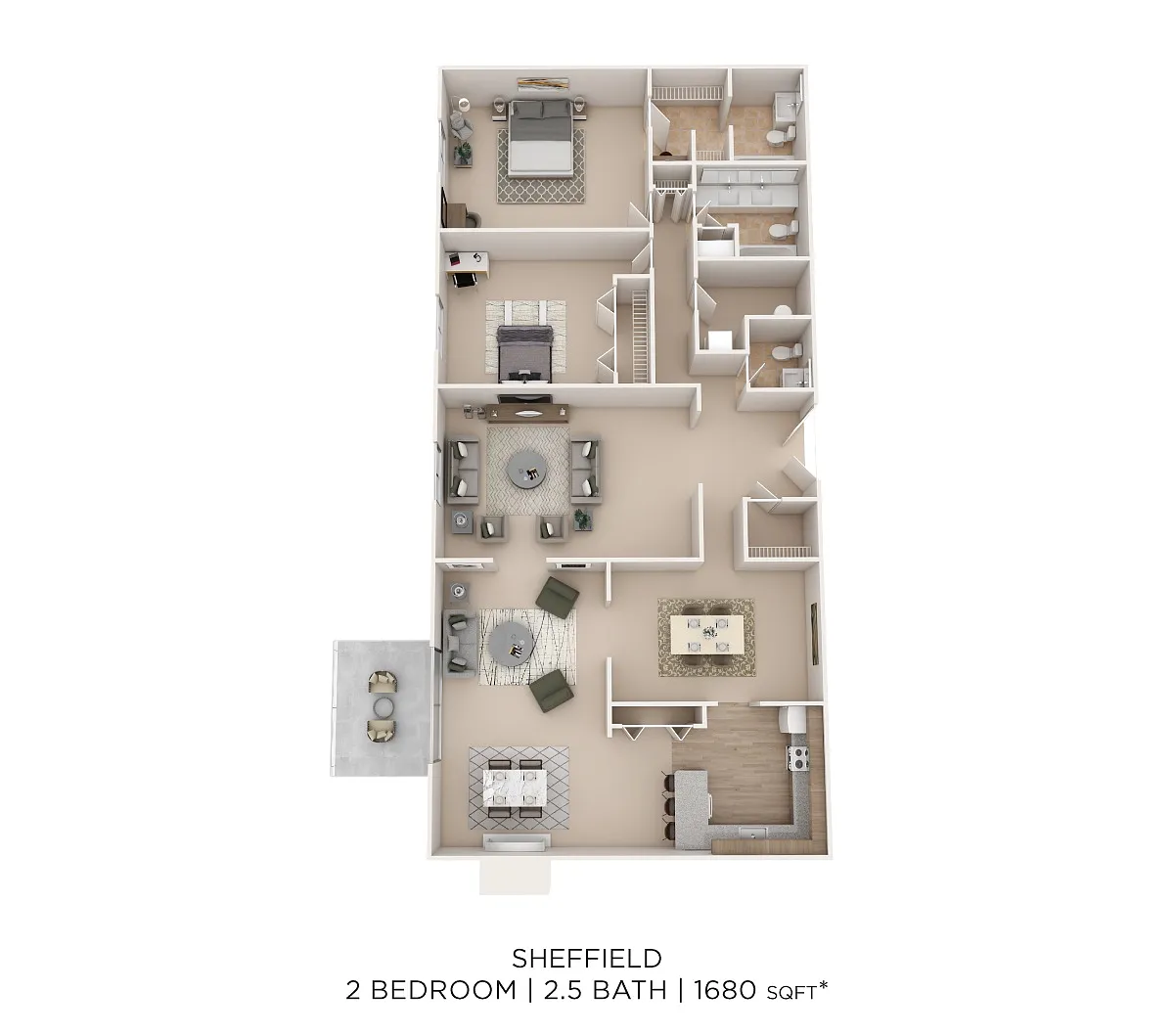 Floor plan Sheffield 2Bed 2.5Bath 1680sqft