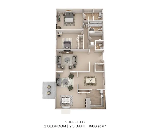 Floor plan Sheffield 2Bed 2.5Bath 1680sqft