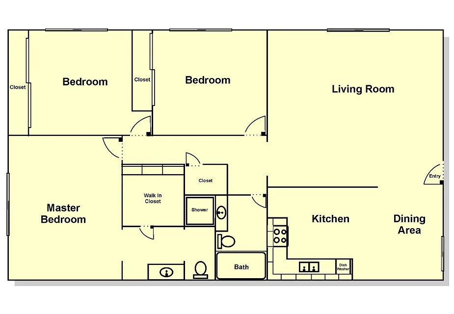 Floor plan 3 Bedroom, 2 Bath - Up/Down