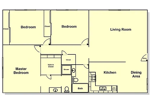 Floor plan 3 Bedroom, 2 Bath - Up/Down