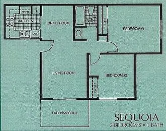 Floor plan Two Bedroom One Bath A