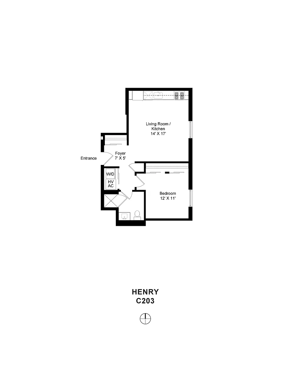 Floor plan 1 Bedroom - 1 Bathroom