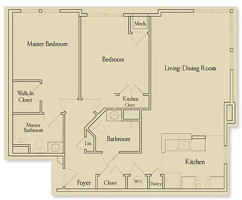 Floor plan Two-Bedroom Two Bath
