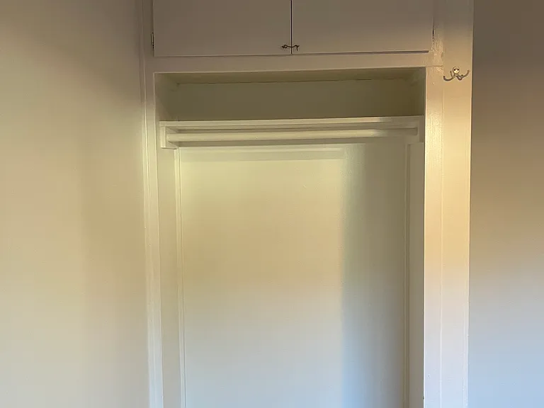 This is the bedroom closet. Deep storage above.