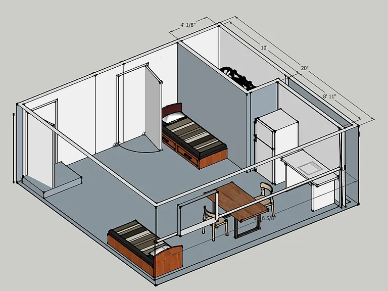 Front Bedroom in 3-D
