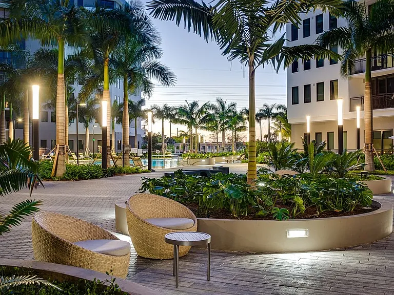 Pool Courtyard at Dusk