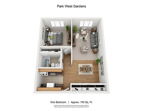 Floor plan One Bedroom (Large)