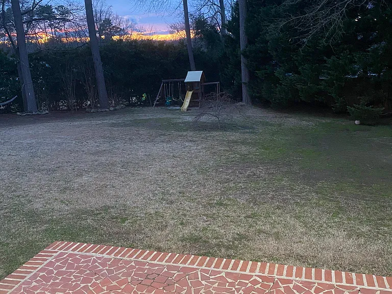 back patio and large private yard