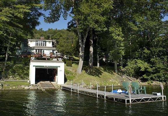 Dock, boathouse & house  from Lake