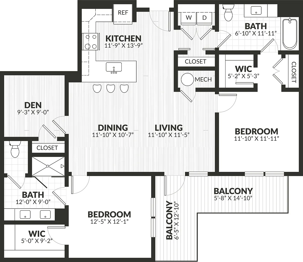 Floor plan 2 Bed/2 Bath Den-b5