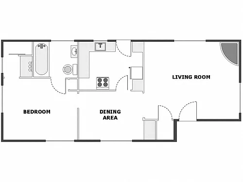 Floor plan 1 Bed / 1 Bath: Type A