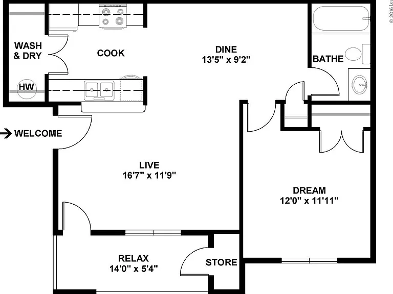 One bedroom apartment with private balcony