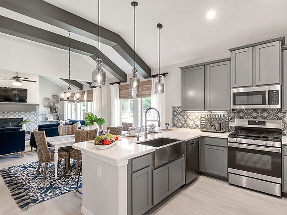 Kitchen overlooking dining area