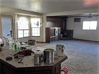 From Kitchen into DR & LR w/ fireplace