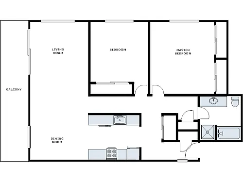 Floor plan 2 Bed / 1 Bath: Type G