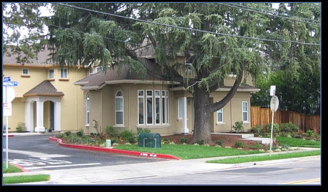 Beautiful frontage with green front yard and nice shady tree