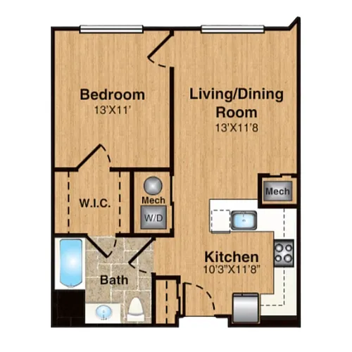 Floor plan A1 | 1 Bed | 1 Bath