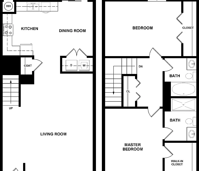 2 Bedroom 2 Bathroom C Floorplan Diagram