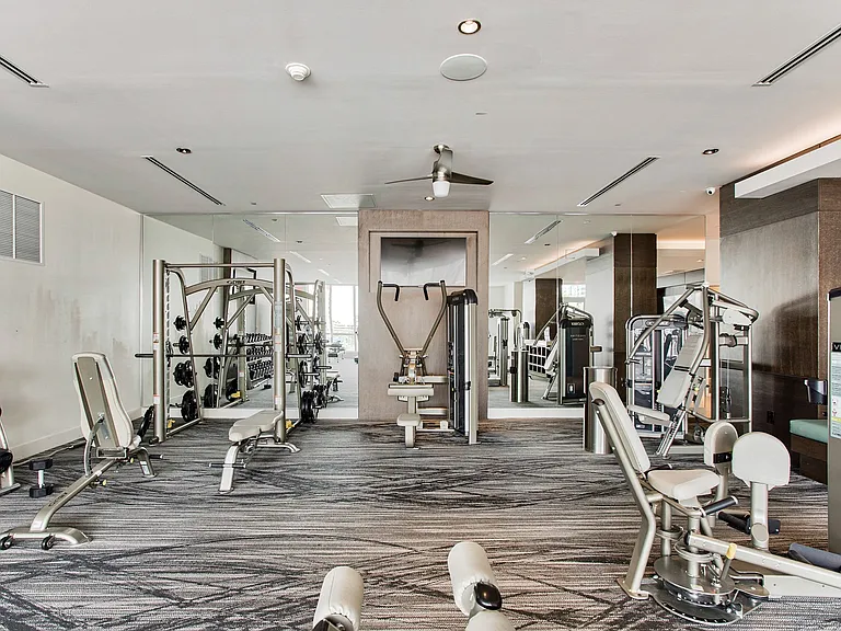 Free weights and weight machines and plenty of space to work out