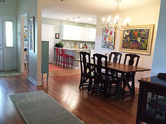 spacious open dining room