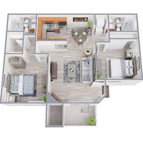 Floor plan 2 Bed 2 Bath B