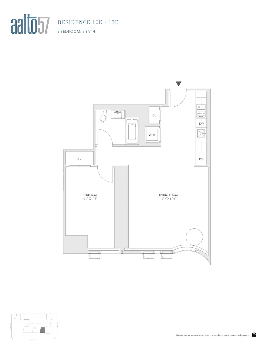 Floor plan 1 Bed/1 Bath-1Da