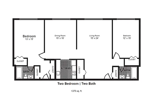 Floor plan 2 Bedroom 2 Bath XL